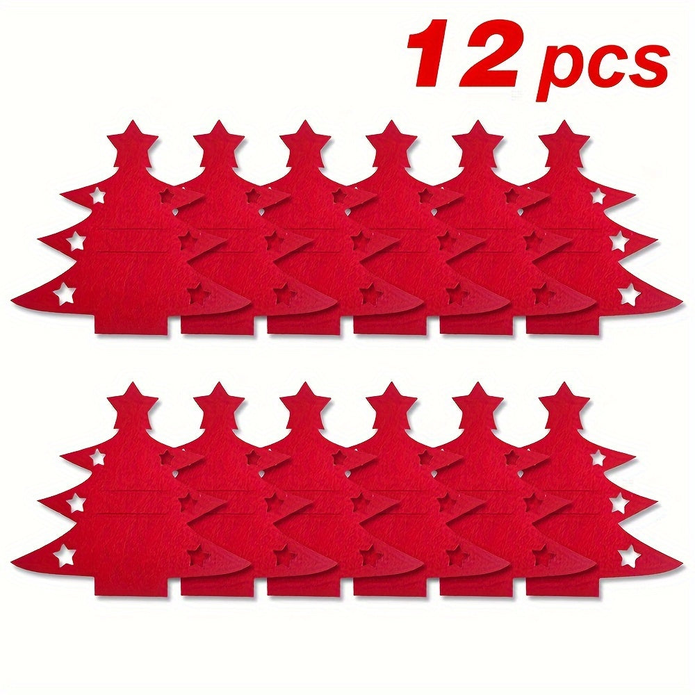 12pcs Christmas Tree Knife and Fork Set features Classic Christmas Design for Holiday Dining & Party Decor