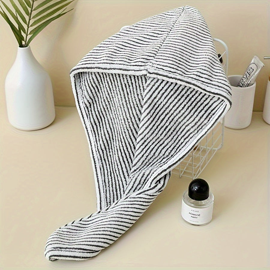 Soft, quick-dry hair towel wrap made with ultra-absorbent bamboo charcoal fiber.