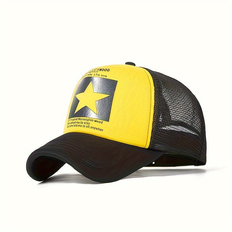 Pentagram Print Unisex Trucker Hat, Breathable Mesh, Lightweight Baseball Cap for Men and Women