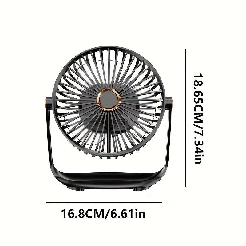 JKUOO Portable Desk Fan with LED Night Light, 2.5W USB Rechargeable Table Fan, 5-Speed High-Powered Quiet Motor, 1200mAh Lithium Battery, Button-operated, Made from Durable Plastic, Suitable for Office, Fishing, Camping, and Travel