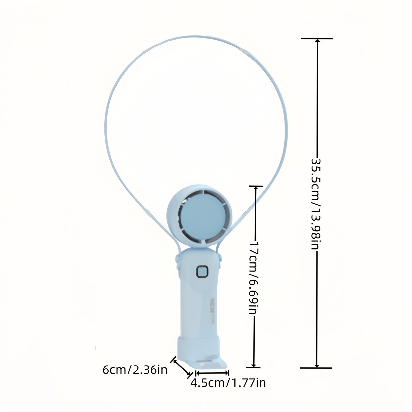 Portable USB charging fan with three-speed wind adjustment, foldable design, and multi-functional capability suitable for various scenarios, including handheld use, desktop placement, and wearing on a halter during summer months.