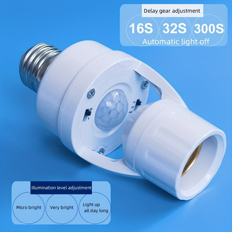 1pc E27 Motion Sensor Light Bulb Holder, AC 85-265V Hardwired Indoor Human Body Induction Adapter, 110V/220V Compatible, No Battery Required.