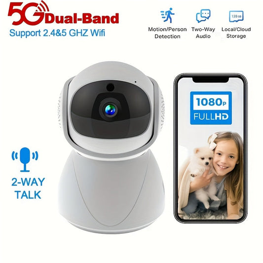 Valentine's Day Gift: High-Definition Indoor Camera with Automatic Tracking, Dual-Band WiFi Security Camera for Home Monitoring. Features 1080P HD Night Vision, Two-Way Audio, and 5GHz/2.4GHz Connectivity.