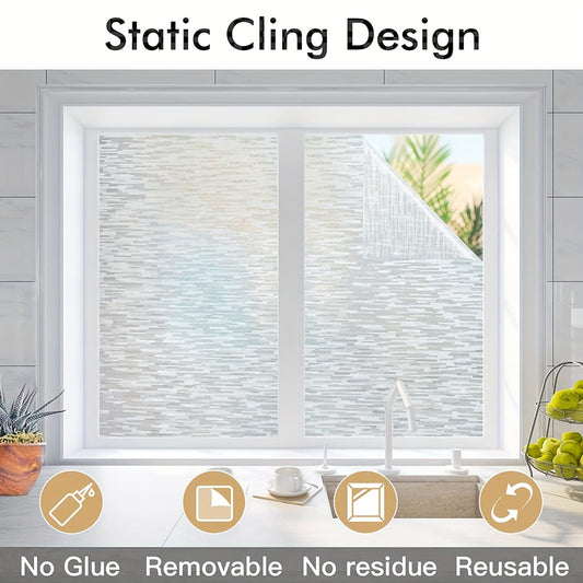 Elegant PVC Window Film in Classic Style with Static Cling Mounting, 8mil Thickness, Privacy and Light Blocking Features, Heat Insulation Glass Sticker for Home, Bathroom, and Kitchen Decoration - Frosted Texture Static Cling Window Film in 1 Roll