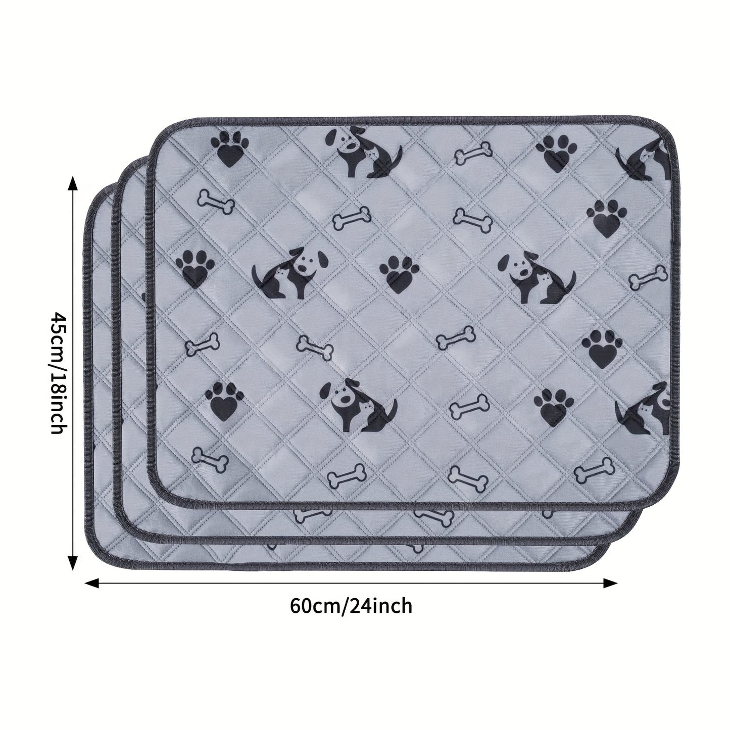 Washable Cartoon Print Dog Pee Pad for Puppies & Cats - Leak-proof, absorbent training mat. Great for kennels, cars, sofas.