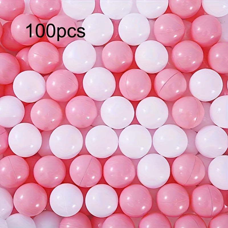 100pcs Pink and White Ball Pit Balls for Kids, Safe Non-Toxic PP Ocean Balls, for Children Ages 3-12 Years, for Ball Pools and Play Areas