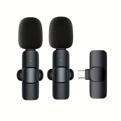 Professional wireless lavalier microphone for smart devices, laptops, and recording interviews, podcasts, vlogs.