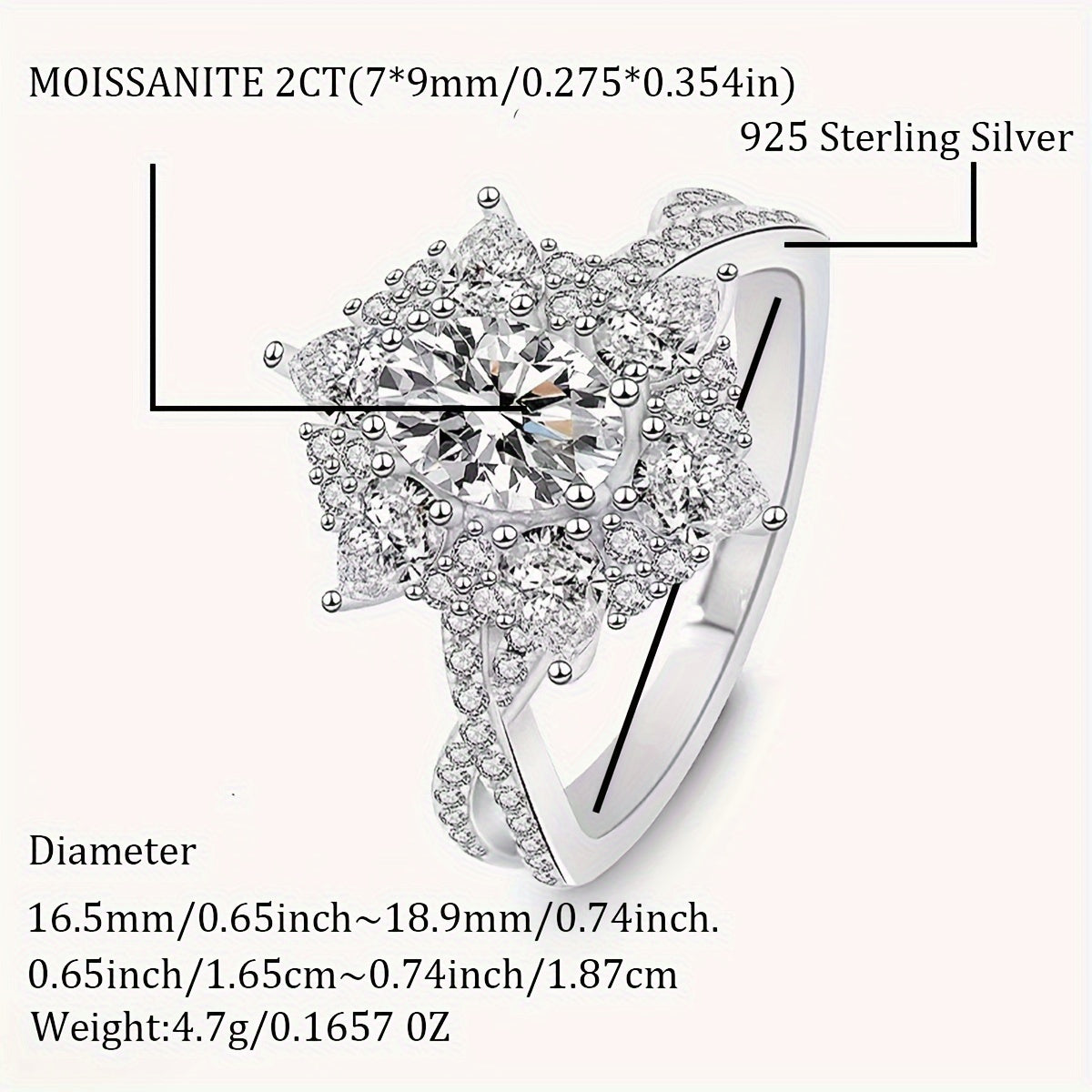 Luxurious Boho Style 2ct Oval Moissanite Engagement Ring in S925 Sterling Silver Plating, featuring a Hypoallergenic Cross Design for Women's Wedding Anniversary. Comes with an Elegant Gift Box, weighing 4.5g. Perfect for Valentine's Day, this Exquisite