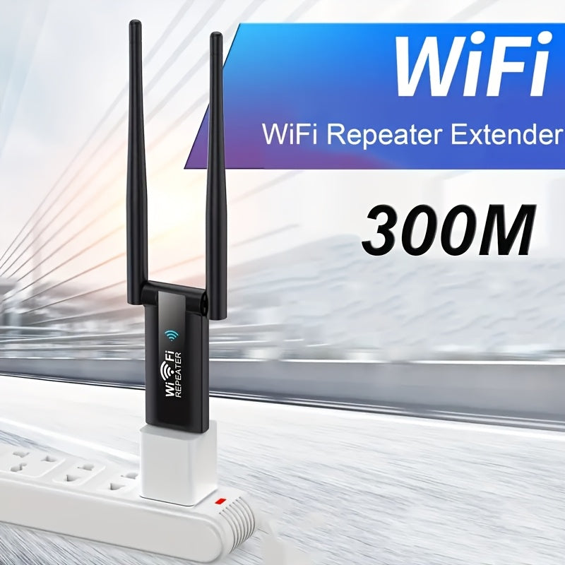 1pc WiFi signal amplifier boosts your signal for strong penetration with 2 antennas providing full 360° coverage.