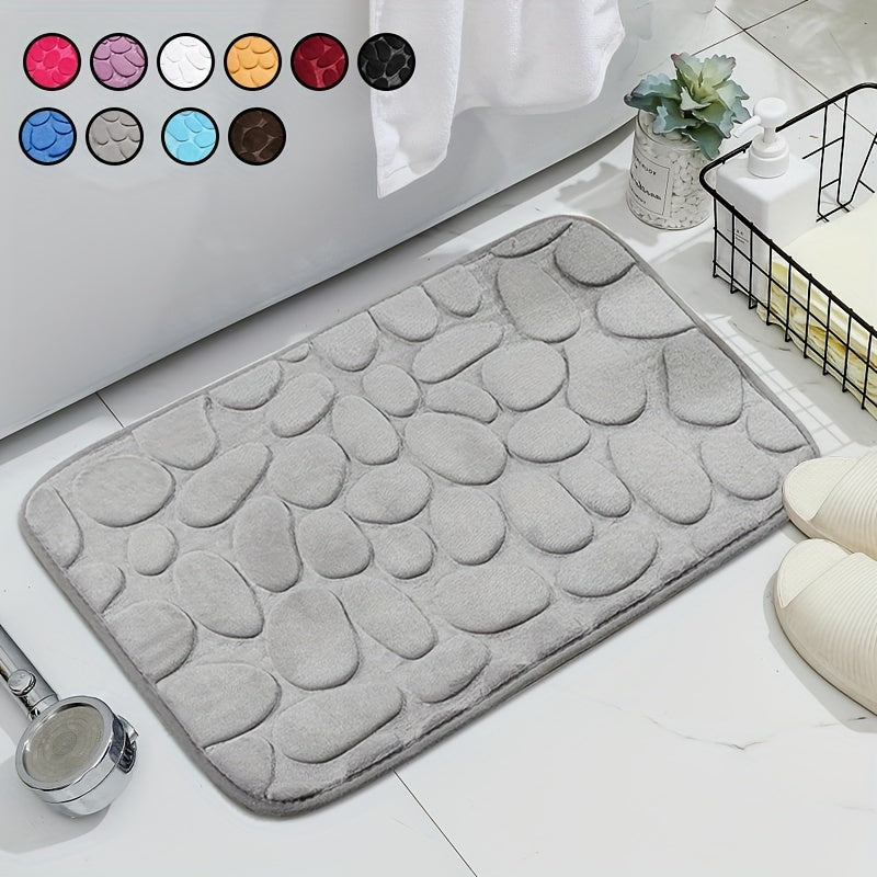 Cobblestone Floor Mat for Bathroom with Water Absorption and Anti-skid Features, Versatile for Bathroom, Bedroom, and Floor Use.