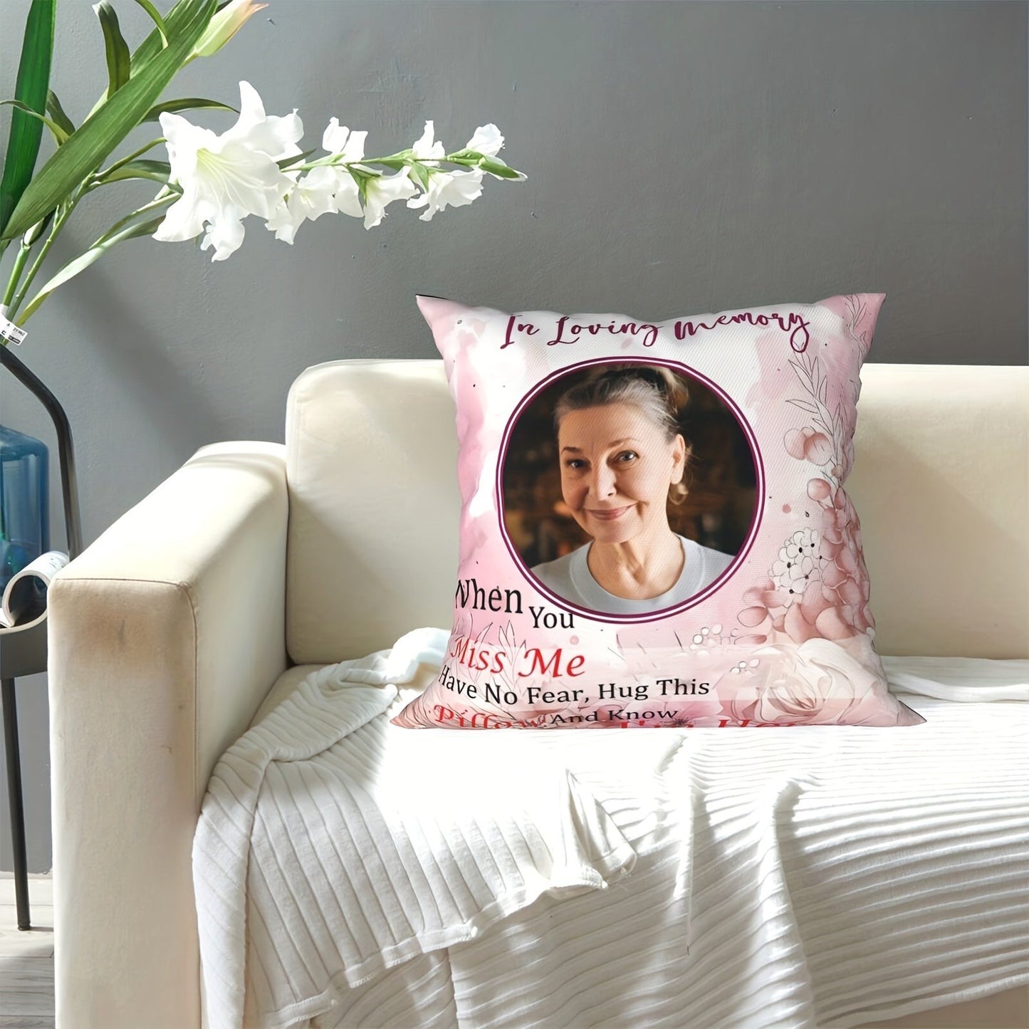 Personalize your own Custom Photo Memorial Pillow - a Soft Polyester Cushion Cover to cherish the memory of your loved ones. Ideal for home living room sofa decor, this remembrance keepsake is the perfect addition to your space. Get your 1 Piece today.