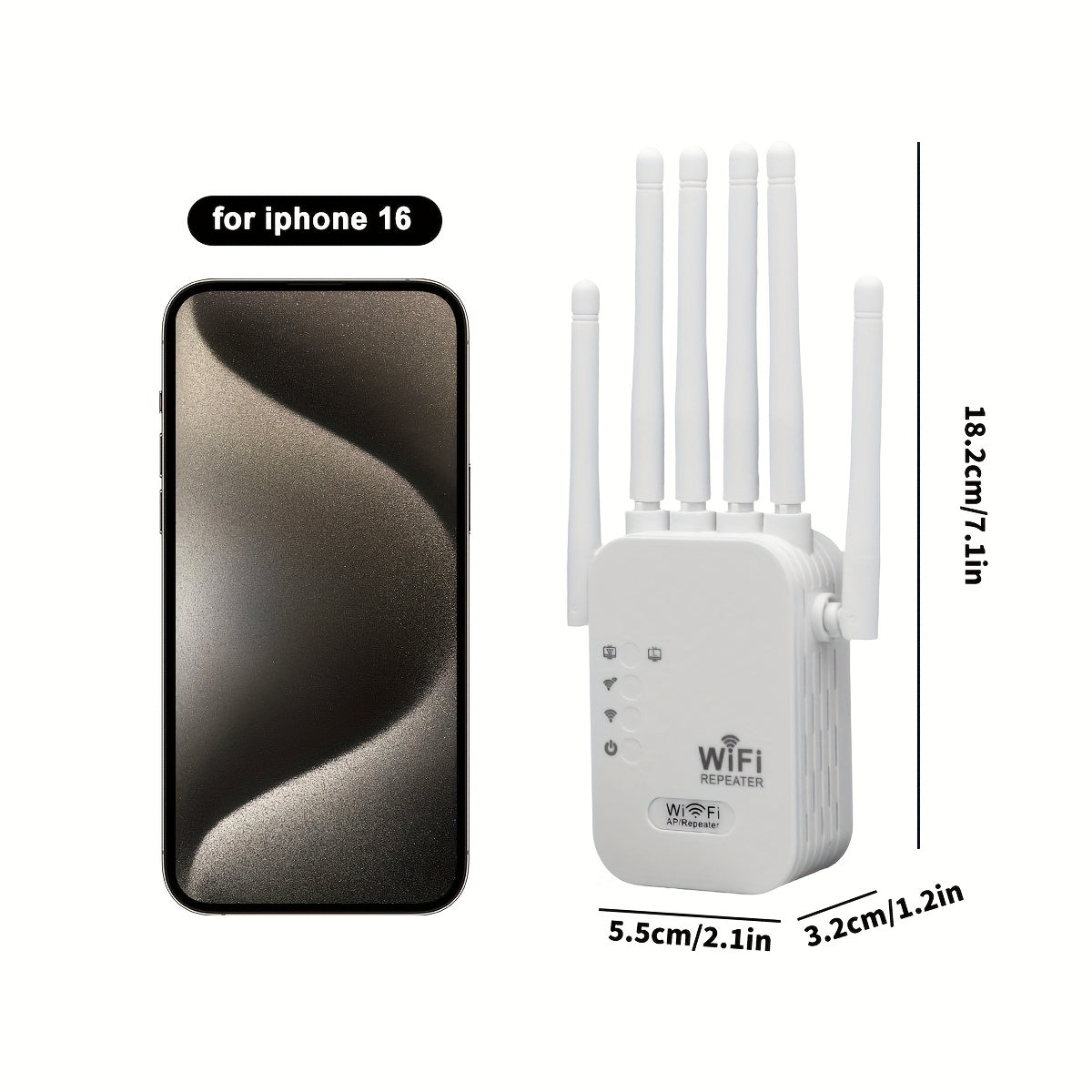 Momotor WiFi Extender - Supports WiFi6 with 1200Mbps speed, six antennas for enhanced signal, AP Mode, Ethernet compatible for stable remote work and online learning, US Plug.