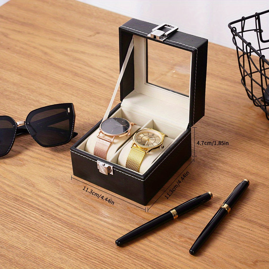 The Elegant Black Faux Leather Watch Storage Box is a popular choice for your timepiece collection. Whether you have 2, 6, 10, or 12 watches, this square flip-top design box will keep them safe and organized. The soft interior and pen holder add a touch