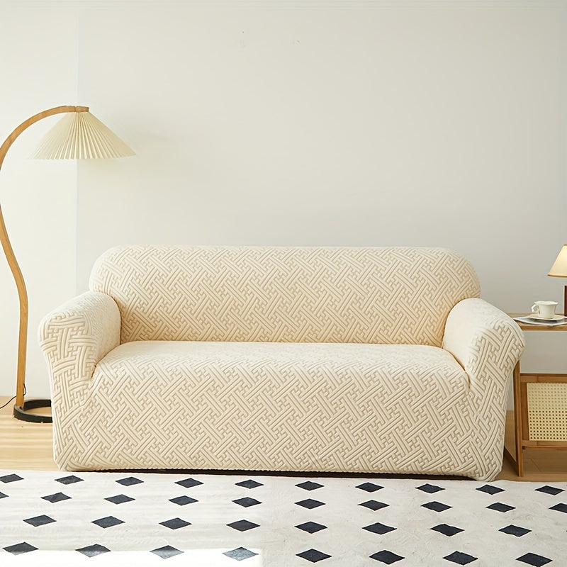 Universal sofa slipcover protects furniture in any room.