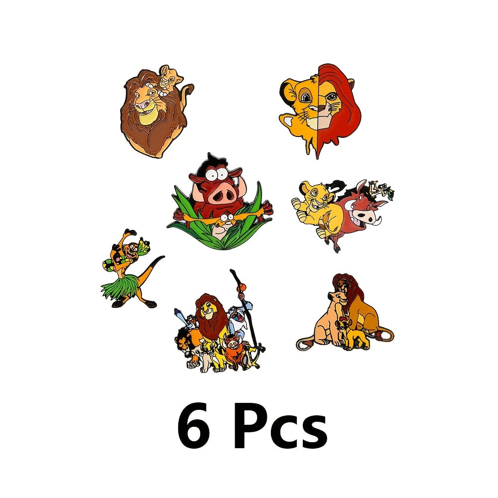 Set of 7 Simba Anime Enamel Metal Badges, Stylish Brooch Pins for Men and Women's Apparel and Accessories, Perfect Keepsake Gift for Childhood Memories