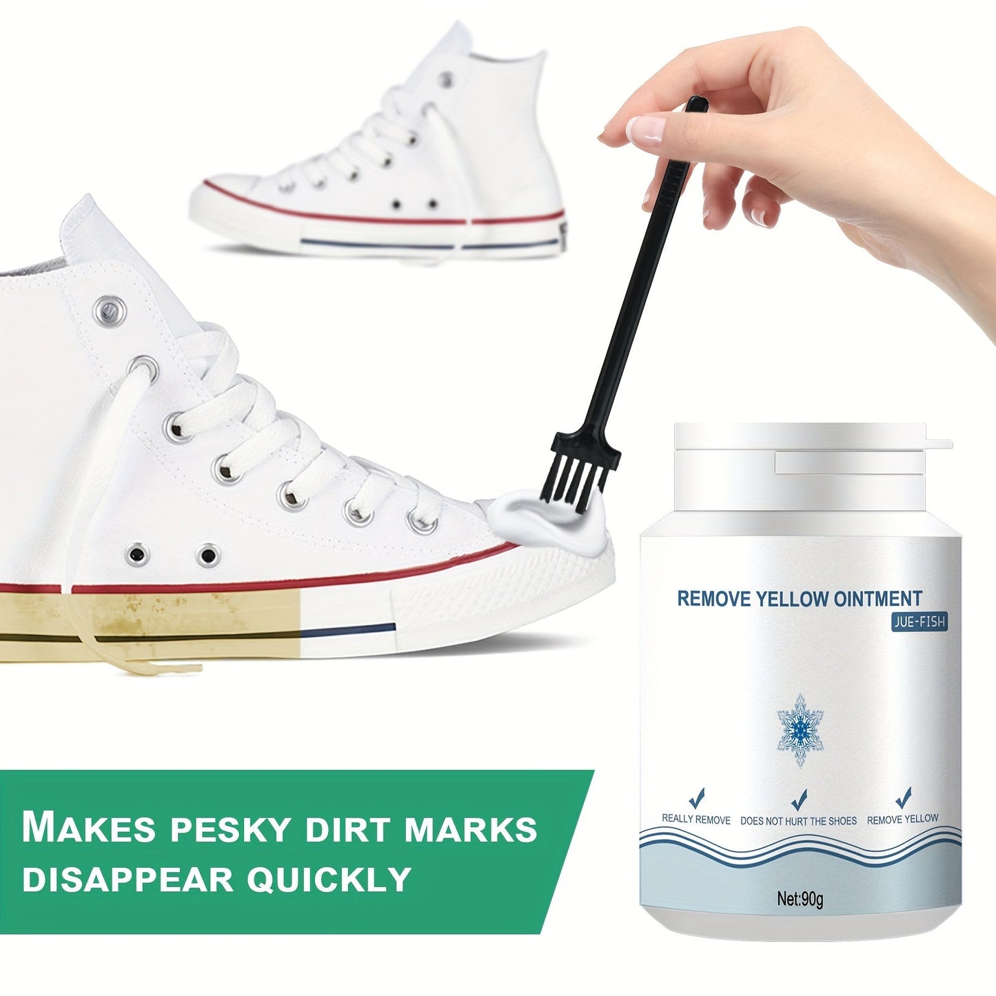 Gel Shoe Cleaner for White Sneakers and Canvas Shoes - Removes Stains and Yellowing without Water - Easy to Use and Portable