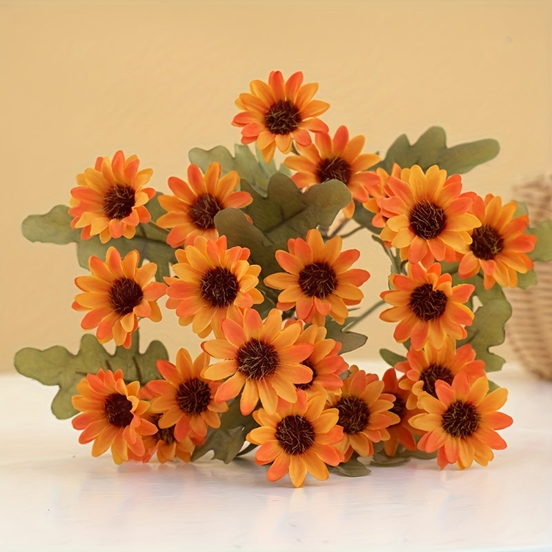 Vibrant Autumn Daisy Artificial Flower for weddings, birthdays, and home decor. Versatile plastic bouquet for living room, bedroom, and garden sill.