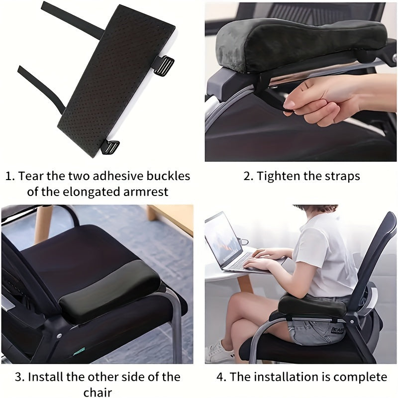 2 Pack of Ergonomic Memory Foam Armrest Cushions for Office Chair, Polyester Composition, Relieves Pain and Provides Comfort