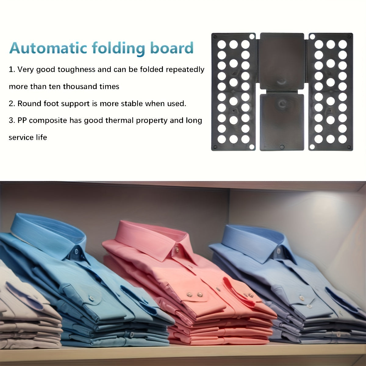 Long-Lasting Plastic T-Shirt Folding Board - Efficient Clothes Storage Solution, 48.01x39.88 cm, Black