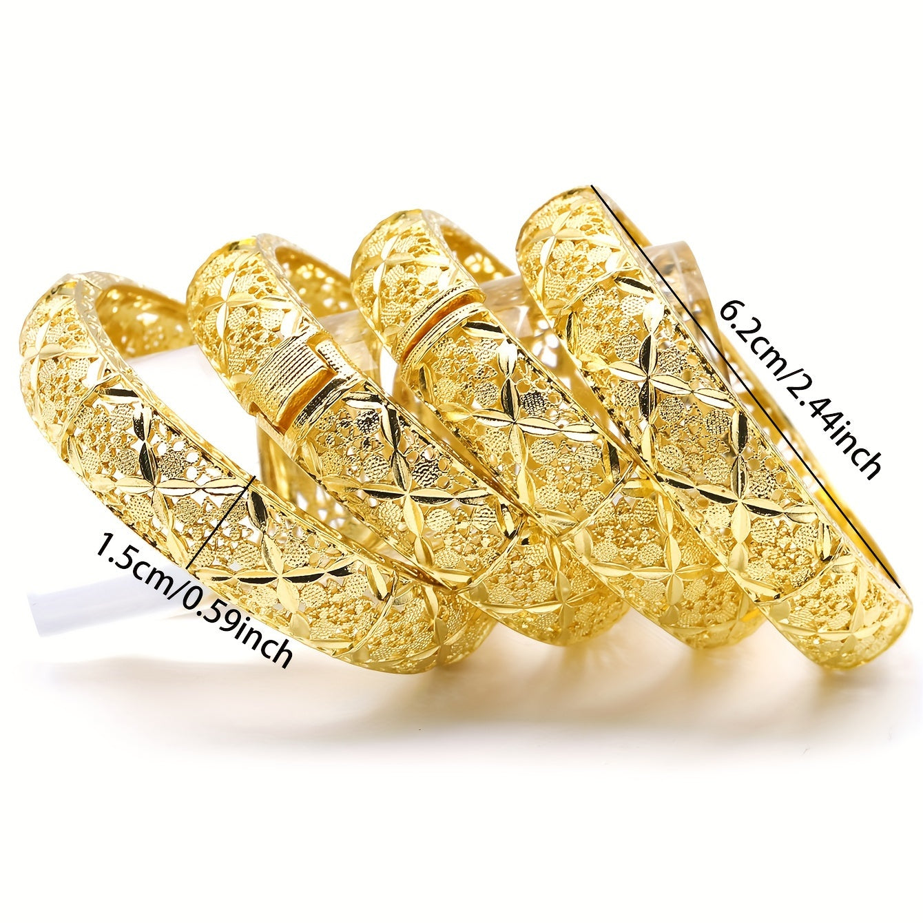 Luxurious Ethnic Style Open Bangle Wedding Bracelet featuring 4 Middle Eastern designs for brides.