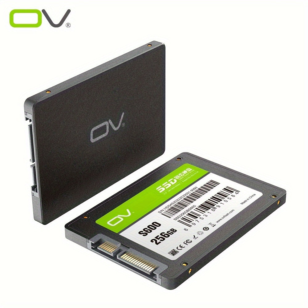 High-speed OV Sata 3 SSD available in various capacities with durable TLC flash, shock-proof design, and compact 6.35cm size for PCs, desktops, and laptops.