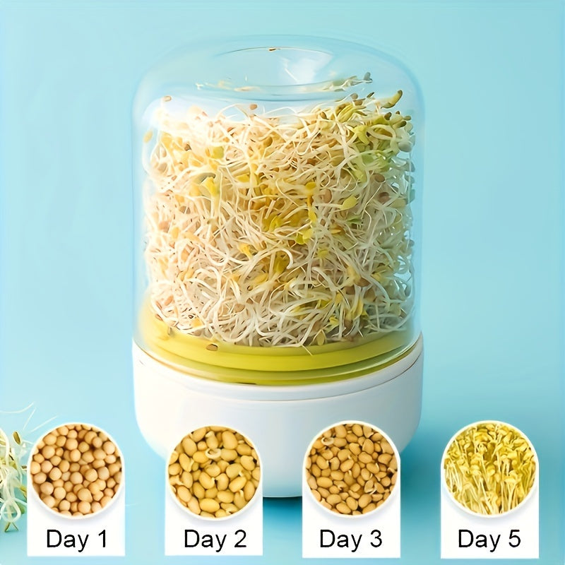 Top-notch hydroponic bean sprout kit for easy DIY home growth, compact seedling pot for peas and more, no electricity required.