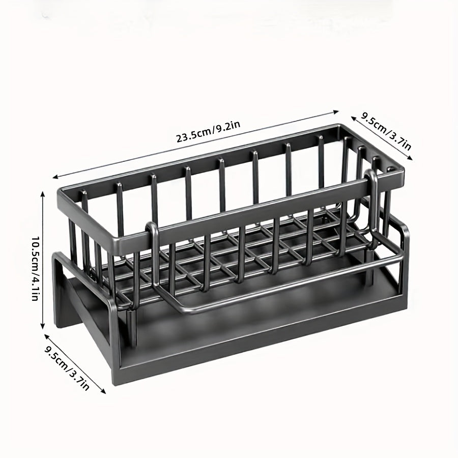 Versatile Kitchen Sink Organizer - Sturdy ABS Plastic Drain Rack with Cloth Holder, Countertop Sponge & Detergent Storage Basket