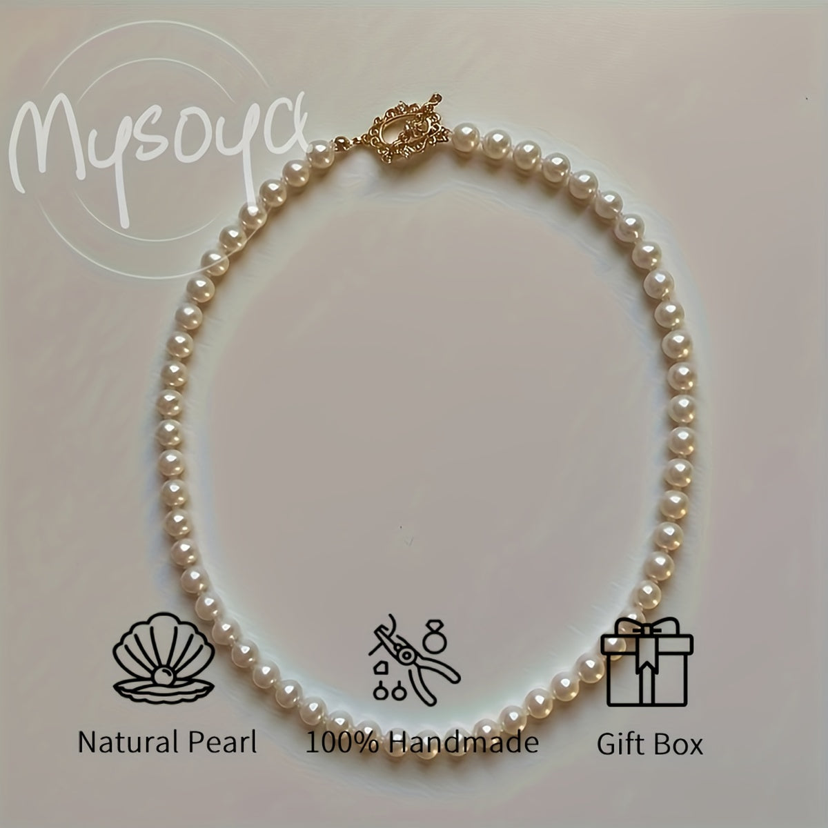 Enhance your look with the MYSOYA Elegant Handmade Freshwater Pearl Necklace. Featuring 5-6mm white pearls with a vintage OT clasp, this exquisite piece is perfect for weddings and daily wear. Presented in a chic gift box, it makes an ideal gift for