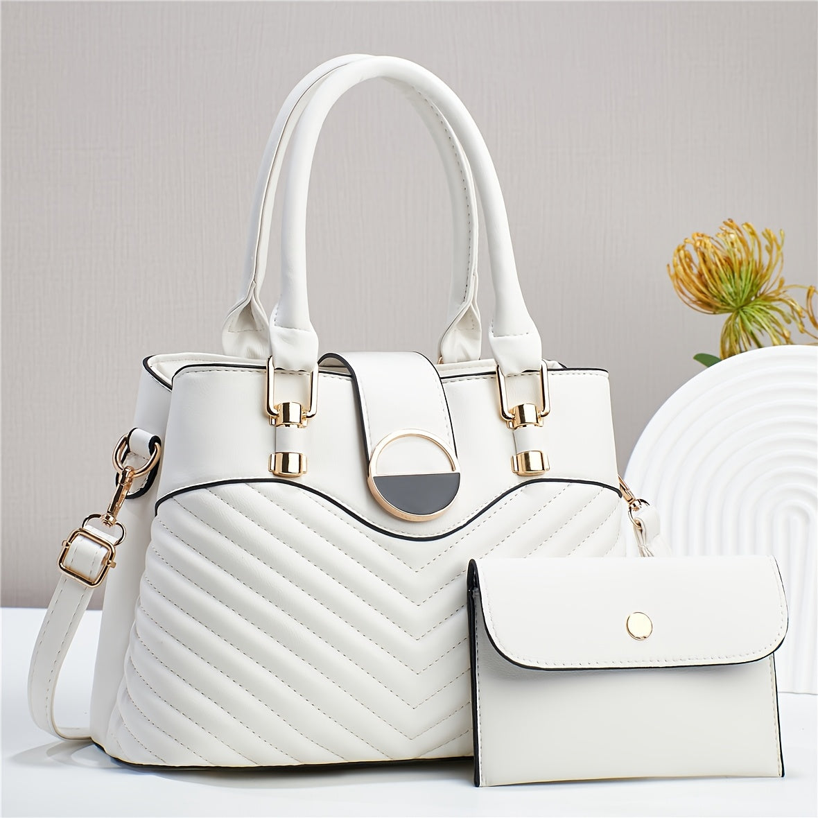 Valentine's Day women's handbag set featuring high-end feel, large tote and stylish shoulder bag.