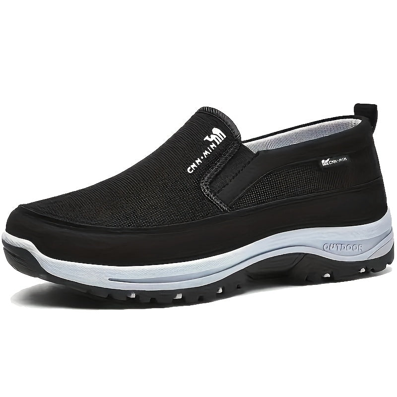 Breathable knit slip-on loafers for men with thick, non-slip soles - ideal for outdoor activities.