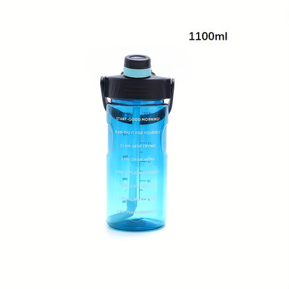 Large clear plastic water bottle with motivational sports design for various activities - camping, hiking, fitness, and home use. Makes a perfect birthday gift. Available in 1100ml, 1500ml, 2000ml, and 3000ml sizes.