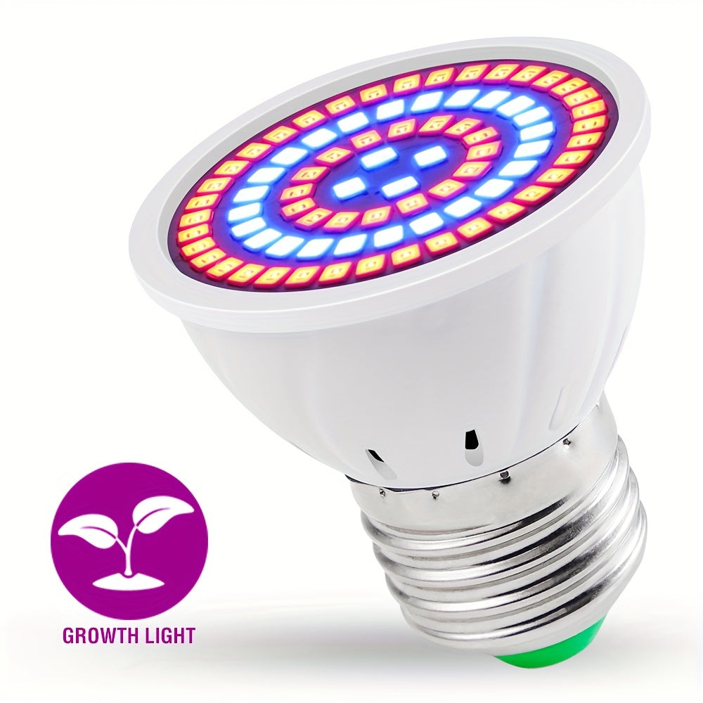 LED grow light bulb with full spectrum, 220V, compatible with E27 & GU10, suitable for indoor plants, hydroponics, succulents, and seedlings. Has UV IR for plant growth, available in red