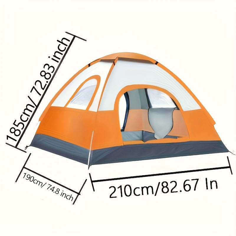 4-person round camping tent with UPF 50+ sun protection, easy setup, portable design, hydrophobic fabric, zipper closure, all-season use, glass fiber bracket, polyester material, ideal for