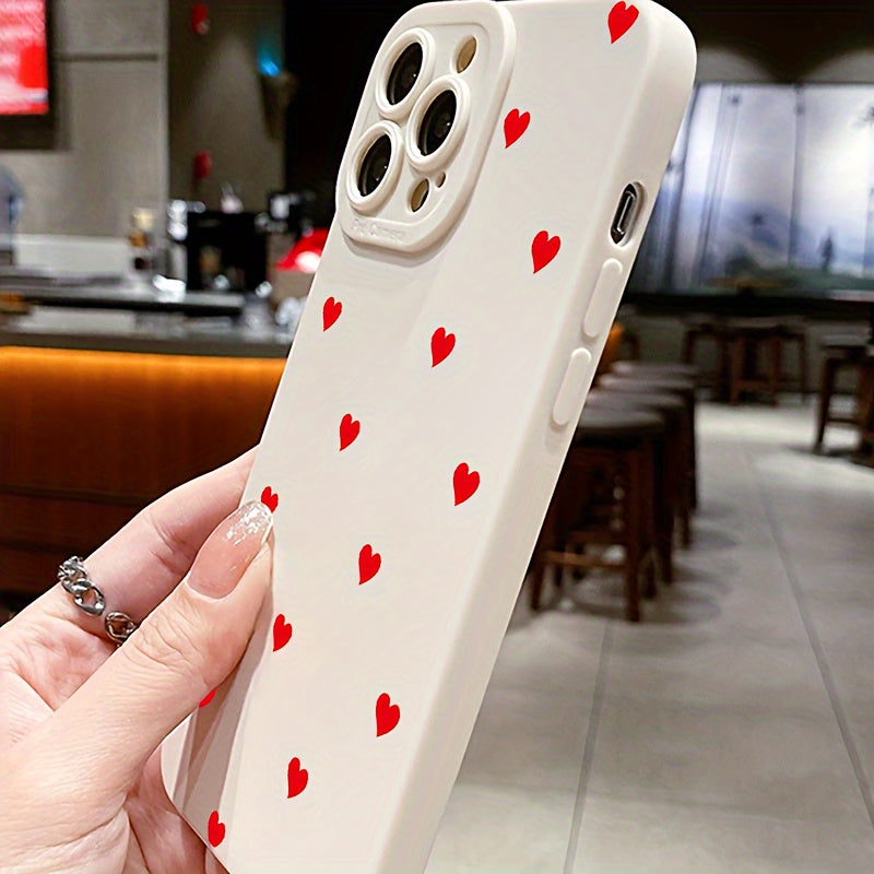 White and red heart TPU protective case for various Apple iPhone models.