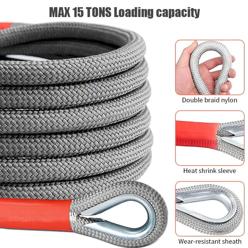 Durable Off-Road & SUV Towing Rope Set with U-Hooks and Storage Bag - 33,0.0g Capacity, Multiple Lengths (3.99m, 5.0m, 6.98m, 8.99m), Heavy-duty Trailer Hooks