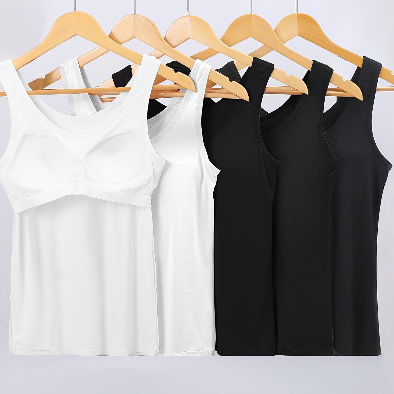 5 ZIMI COLLECTION Women's Casual Knit Tank Tops with Built-In Bra Pads - Stylish, Comfortable Sleeveless Shirts in Solid Colors, made of Breathable Viscose Blend