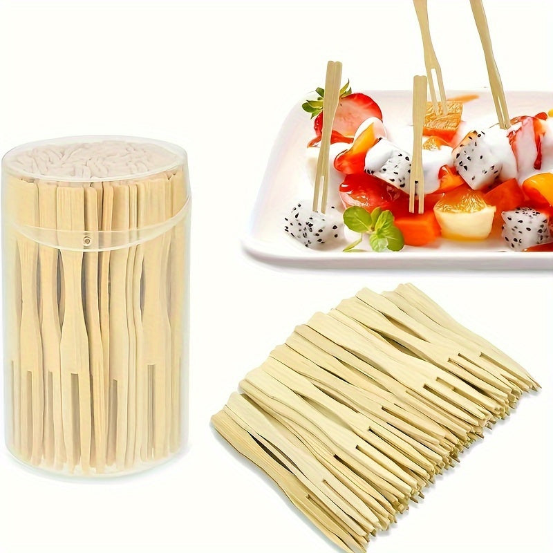 Set of 100 Premium Bamboo Heart-Shaped Fruit Forks | Ideal for Christmas, Valentine's Day, Graduations | Disposable Wooden Picks for Parties and Daily Use