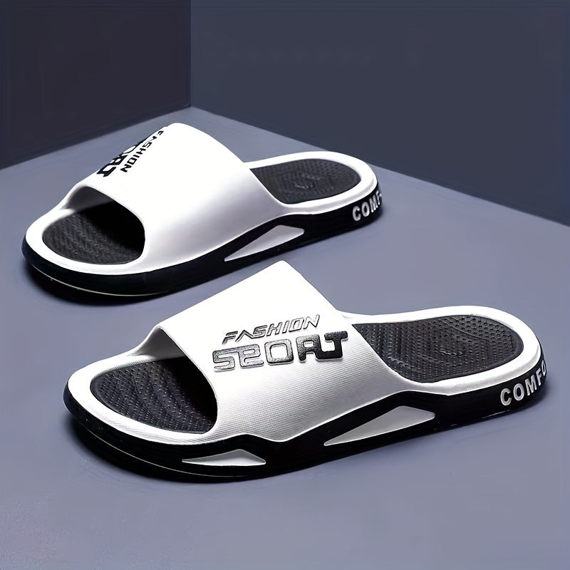 Men's comfortable open toe PVC slippers, perfect for indoor or outdoor wear all year round.