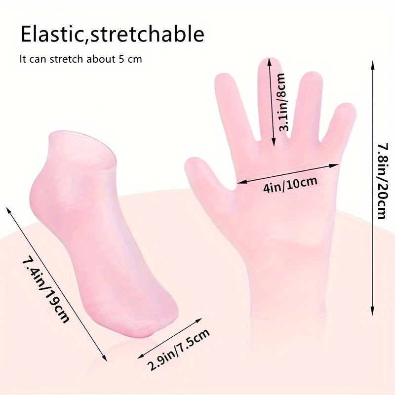 Silicone gloves and socks for soft, fragrance-free hand and foot care.