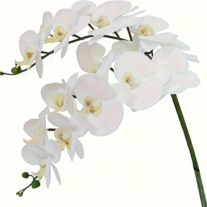 27-inch white orchid artificial flower with latex velvet, real touch, long stem, and tall vase, ideal for home and kitchen decoration for various occasions like Valentine's Day, Easter, Halloween, Thanksgiving, and winter. Perfect for desktop display, no