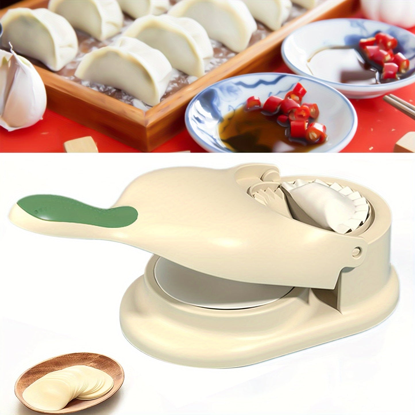 Enhanced 2-in-1 Manual Dumpling Maker: Safe Plastic Material, Great for Tortillas and Dumplings, Perfect for Parties and Gatherings.