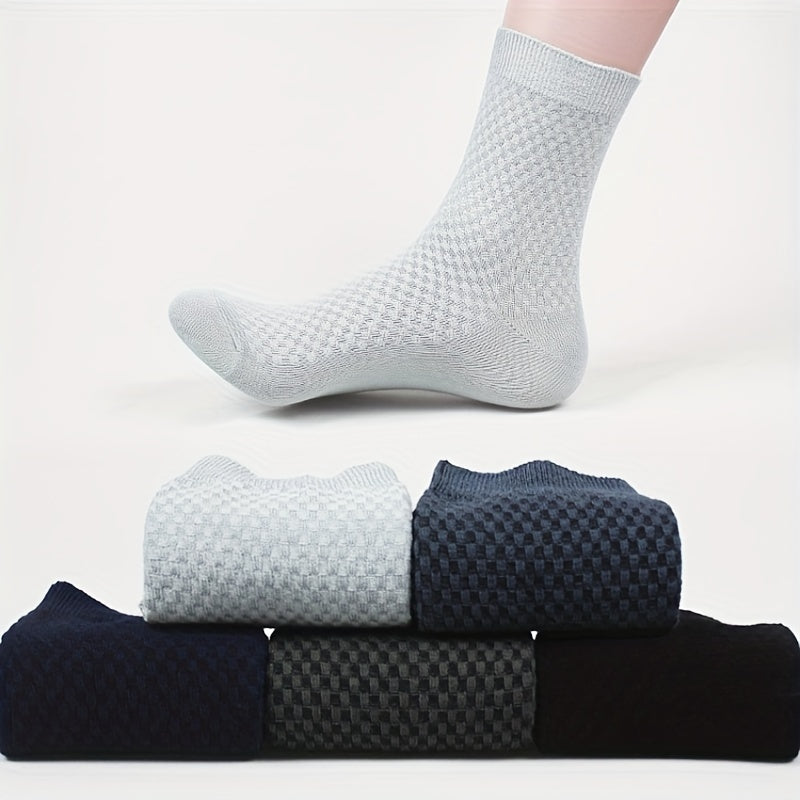 5 pairs of men's mid-calf socks with hidden flower design