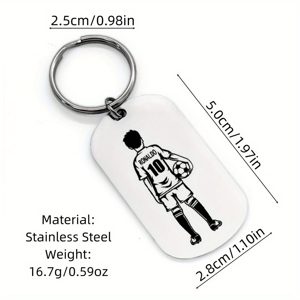 Football Player Keychain for Men, Customized with Name and Number, Durable Stainless Steel, Perfect Birthday Present