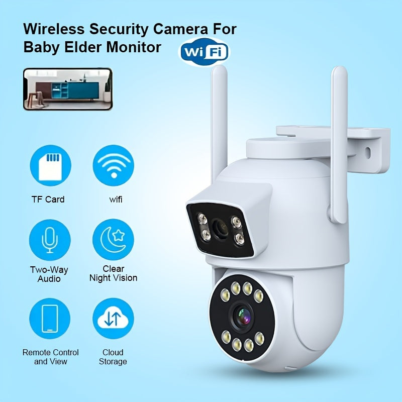 Cutting-edge Design, Advanced Dual-Camera Security System - Connects to WiFi, Features Two-Way Audio, Compatible with Smartphones & Tablets, No Batteries Required - Ideal for Monitoring Home, Office, School, or Shop (SD Card Sold Separately)