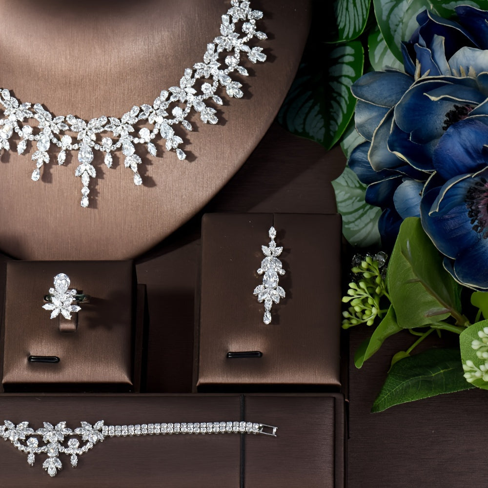 Sophisticated Luxury Jewelry Set Inspired by Middle Eastern Glamour, Stylish Women's Fashion Accessory Embellished with Synthetic Zirconia