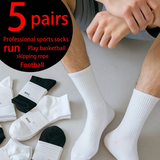 5 men's athletic socks - vintage comfort, sweat absorbent, durable for sports