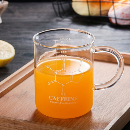 1pc Heat Resistant Glass Coffee Mug with Measurement Marks - 15.22oz Capacity - Ideal for Summer Drinks and Teacher Gifts