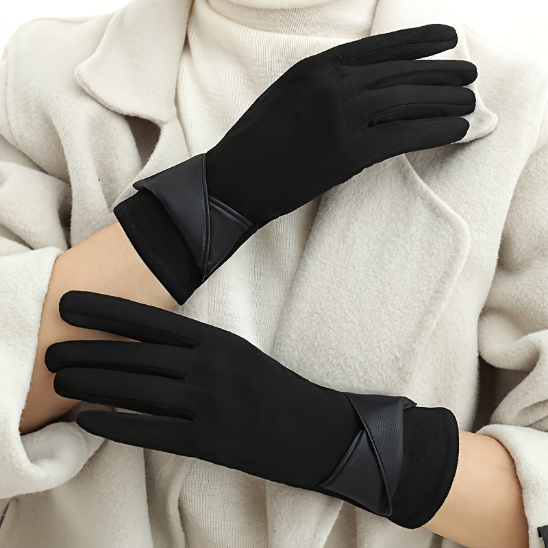 Stay warm and stylish this winter with our Women's Elegant Touchscreen Gloves. These gloves feature a cozy polyester fleece lining, an elastic fit, and a chic bowknot design. The breathable knit material ensures comfort during casual outings, biking, or