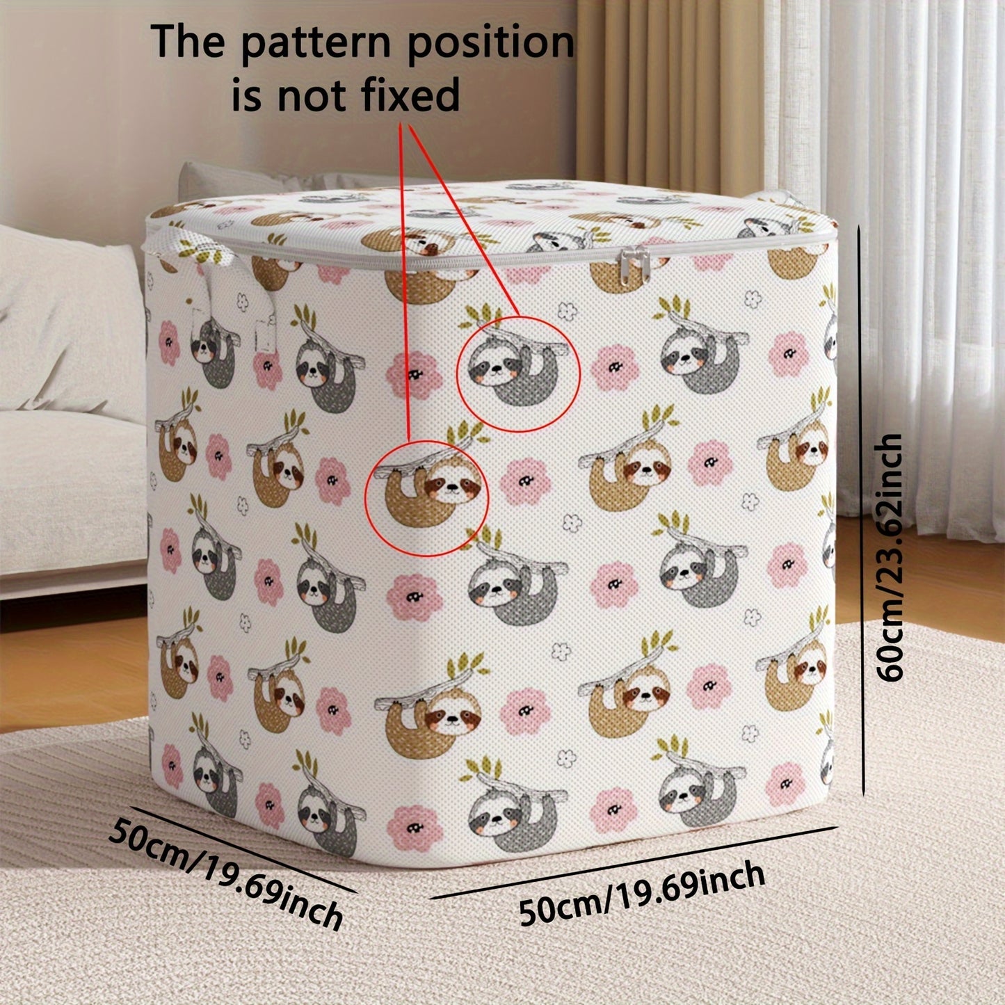 Large capacity storage bag made of non-woven material, suitable for storing sheets, covers, out-of-season clothing, dolls, and other items.