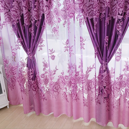 This sheer curtain features a delicate flower pattern on a single layer of translucent material, giving it a pastoral style. It is rod pocketed and does not come with a cloth lining, making it suitable for adding a touch of elegance to your living room